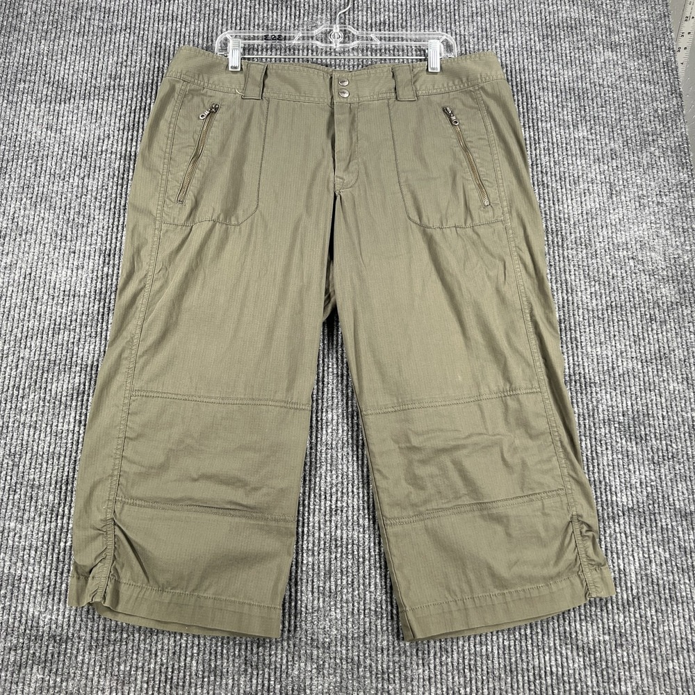 Koppen Pants Womens 14 Green Outdoor Hiking Zip Pocket Stretch Cropped Cargo